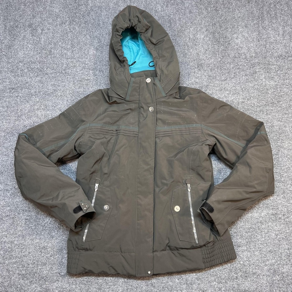 Spyder US Ski Team Jacket Womens 10 Brown Alpine Skiing Hooded Ski Coat